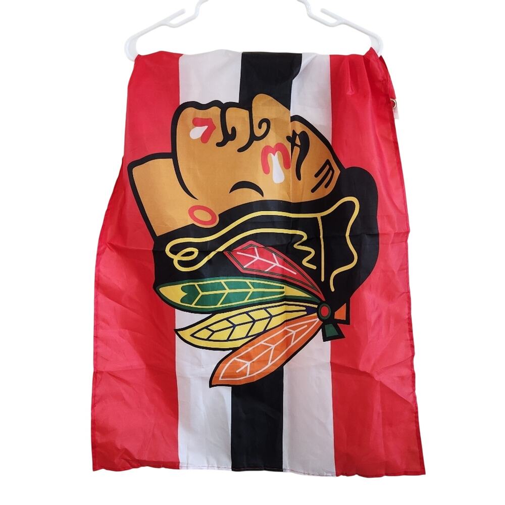Chicago Blackhawks NHL Red and Black Sports Flag Wall Decor Hanging Art